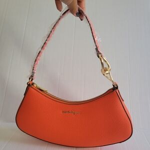 Nanette Lepore Oversize Link Crescent Shoulder Bag - Orange